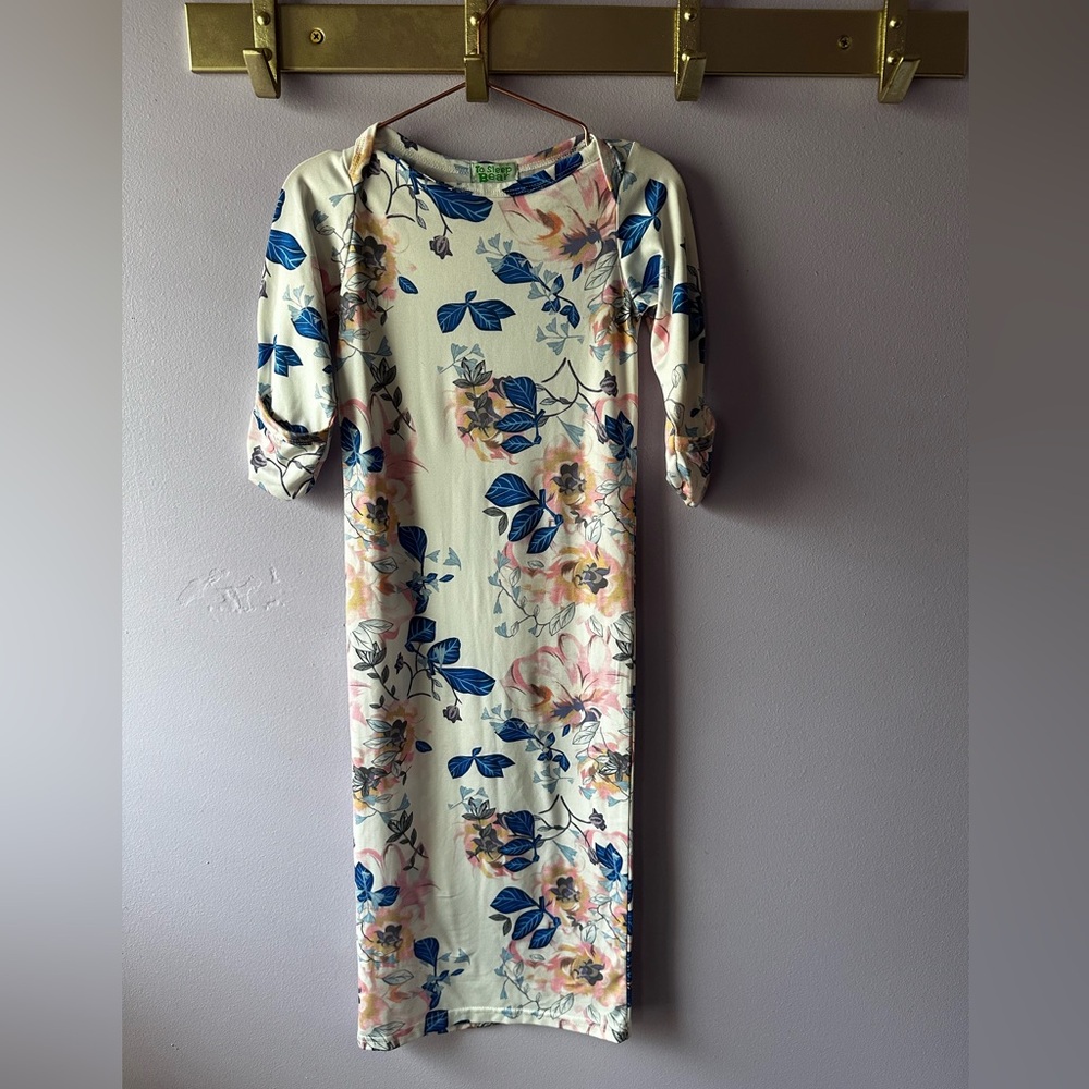 To Sleep Bear White Floral Sleeper Nightgown